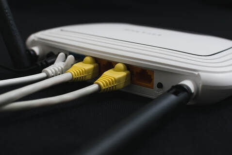 Router connected to provide WiFi connection to computers